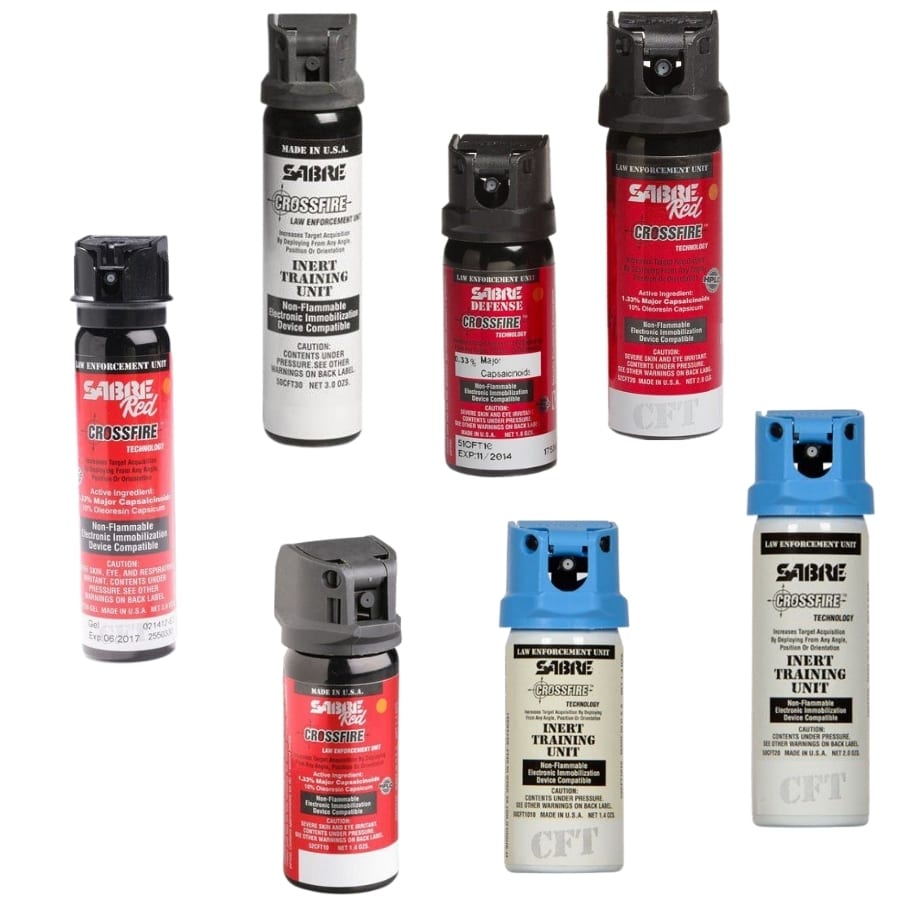 Sabre Crossfire Active and Inert Pepper Spray (Inert, 0.33% MC, 0.67%, 1.33% MC.) - Tactical & Duty Gear